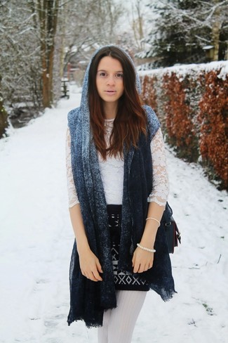 С чем носить черную юбку с геометрическим рисунком