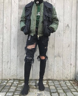 С чем носить черную куртку без рукавов мужчине