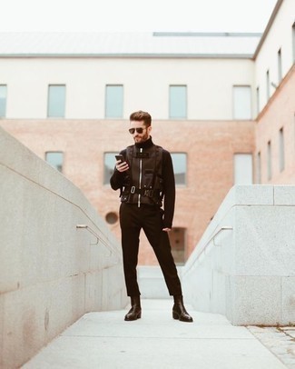 Какие водолазки носить с черной курткой без рукавов мужчине