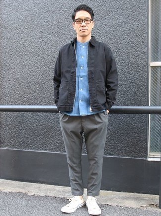 С чем носить черную куртку харрингтон