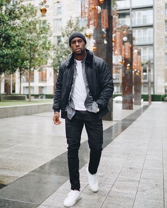 С чем носить черную куртку харрингтон