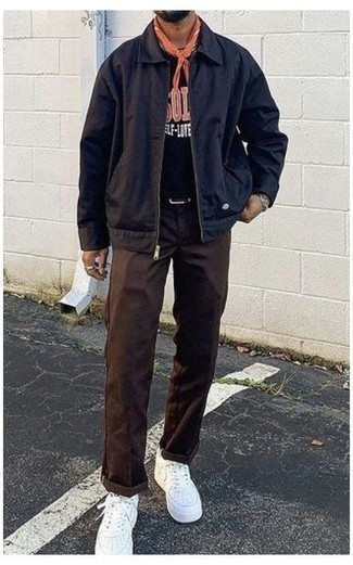 С чем носить черную куртку харрингтон