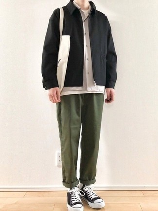 С чем носить черную куртку харрингтон