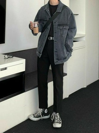 С чем носить черные высокие кеды мужчине