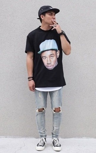 Какие майки носить с черными высокими кедами мужчине