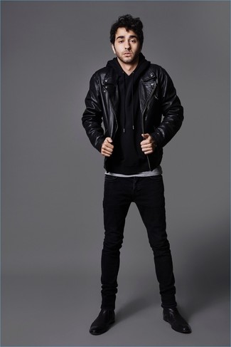 Какие косухи носить с черным худи мужчине