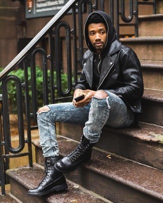 Какие косухи носить с черным худи мужчине