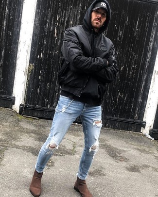 Какие бомберы носить с черным худи мужчине