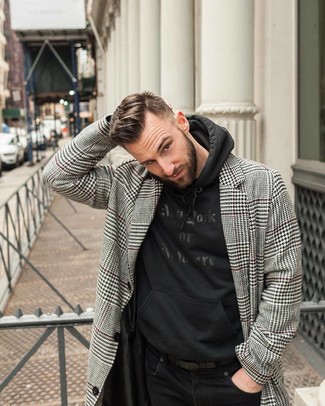 Какие длинные пальто носить с черным худи