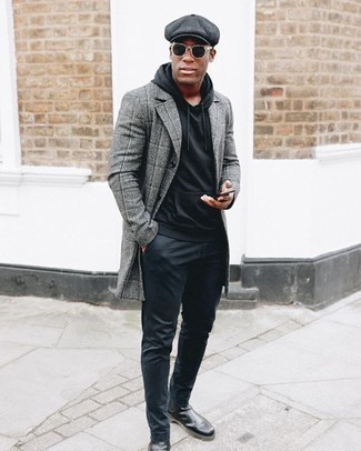 Какие длинные пальто носить с черным худи