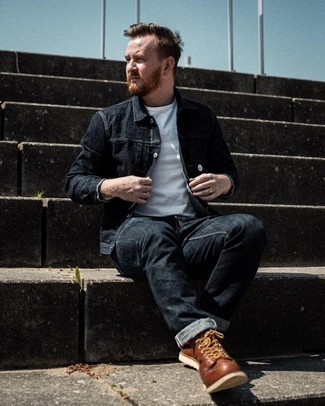 Какие джинсовые куртки носить с черными джинсами мужчине