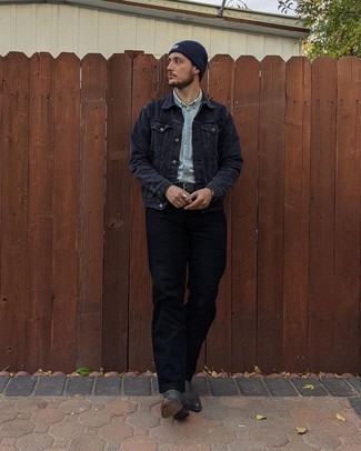 Какие джинсовые куртки носить с черными джинсами мужчине