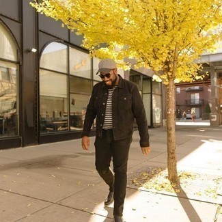 Какие джинсовые куртки носить с черными джинсами мужчине