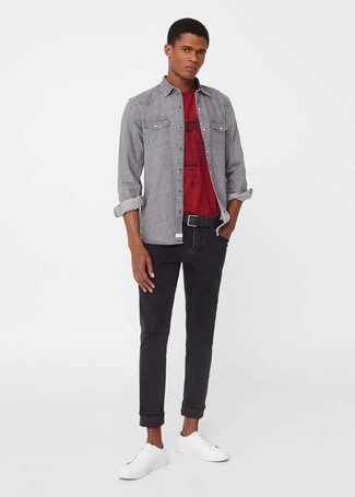 Какие джинсовые рубашки носить с черными джинсами мужчине