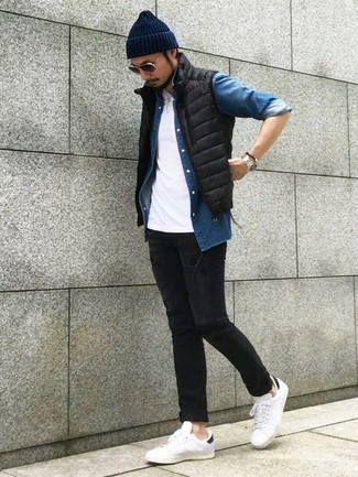 Какие джинсовые рубашки носить с черными джинсами мужчине