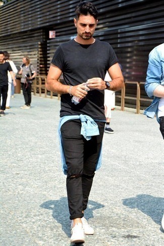 Какие джинсовые рубашки носить с черными джинсами мужчине