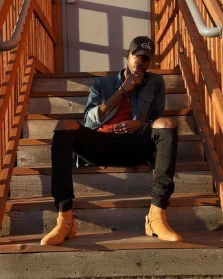 Какие джинсовые рубашки носить с черными джинсами мужчине