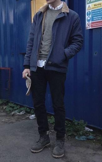 Какие полевые куртки носить с черными джинсами