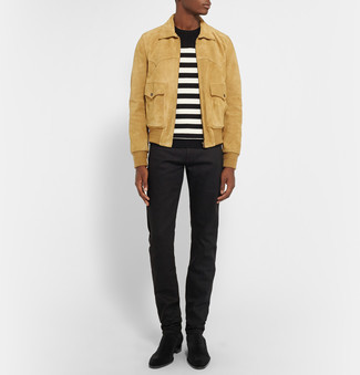 Какие куртки харрингтон носить с черными джинсами