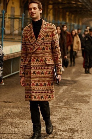 Какие длинные пальто носить с черными джинсами