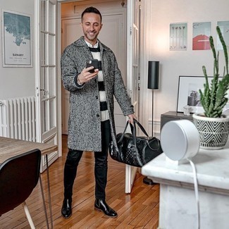 Какие длинные пальто носить с черными джинсами