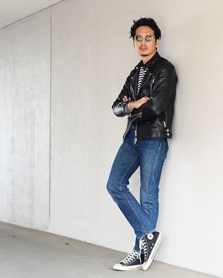 С чем носить черную кожаную косуху мужчине