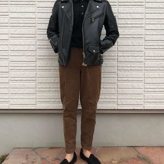 С чем носить черную кожаную косуху мужчине