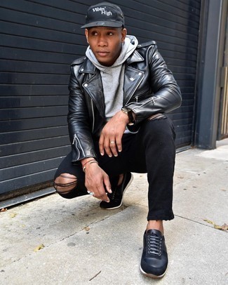 С чем носить черную кожаную косуху мужчине