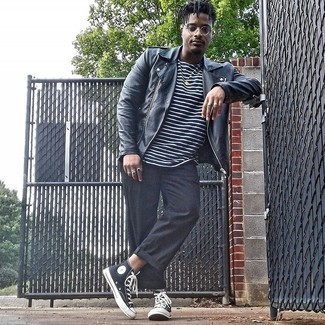 С чем носить черную кожаную косуху мужчине