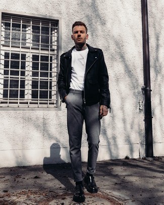 С чем носить черную кожаную косуху мужчине