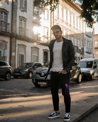 С чем носить черную кожаную косуху мужчине