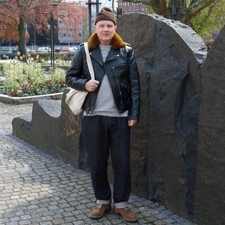 С чем носить черную кожаную косуху мужчине