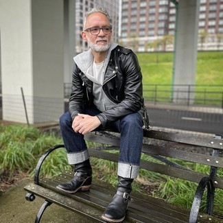 С чем носить черную кожаную косуху мужчине