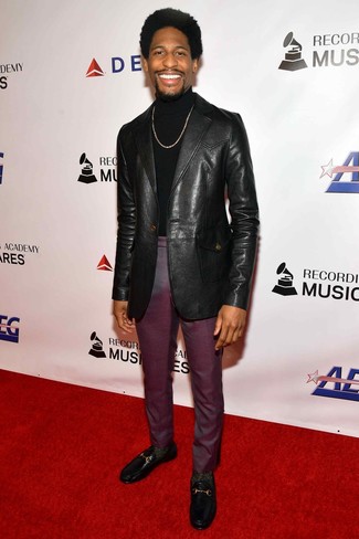 С чем носить черный кожаный пиджак мужчине