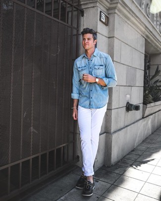 С чем носить черные кожаные топсайдеры