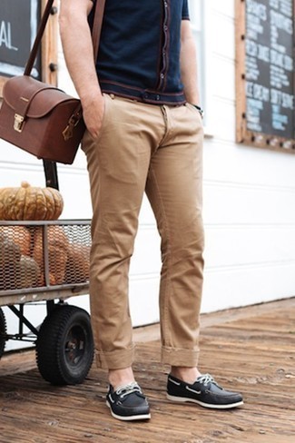 С чем носить черные кожаные топсайдеры