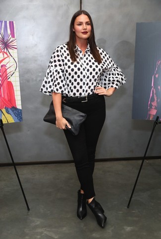 С чем носить черные кожаные ботинки женщине