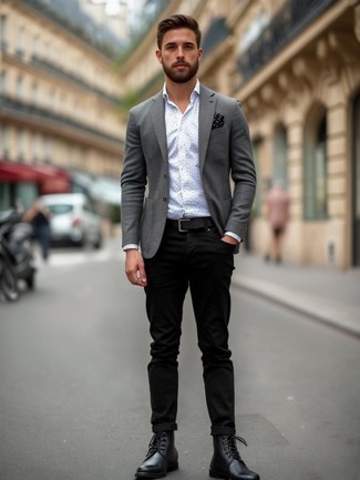 С чем носить черные кожаные повседневные ботинки мужчине