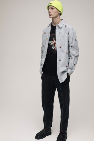 Как носить черные кожаные ботинки дезерты с черными джинсами