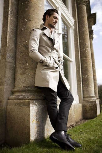 С чем носить черные кожаные классические ботинки мужчине