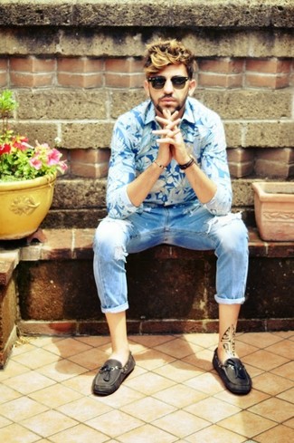 С чем носить черные кожаные мокасины мужчине