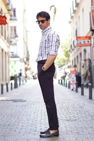 С чем носить черные кожаные мокасины мужчине