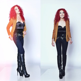 С чем носить черные кожаные сапоги