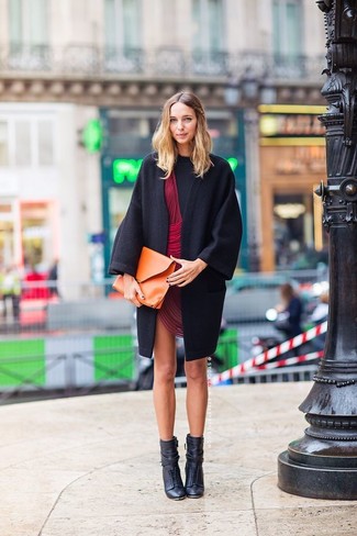 С чем носить черные кожаные ботильоны на шнуровке