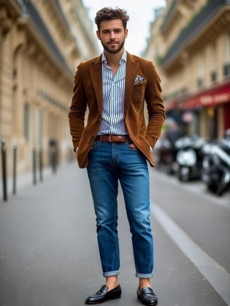 С чем носить черные кожаные лоферы мужчине