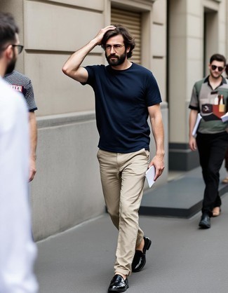 С чем носить черные кожаные лоферы мужчине