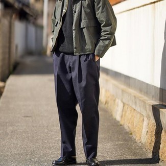 С чем носить черные кожаные лоферы мужчине