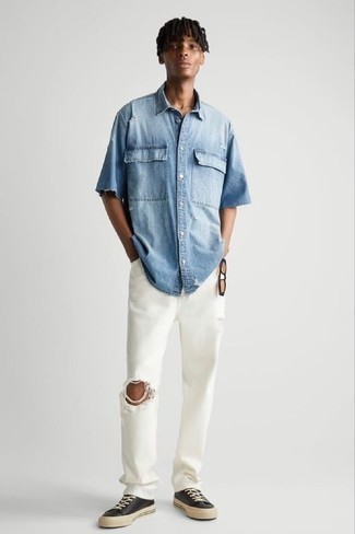 С чем носить черные кожаные низкие кеды мужчине