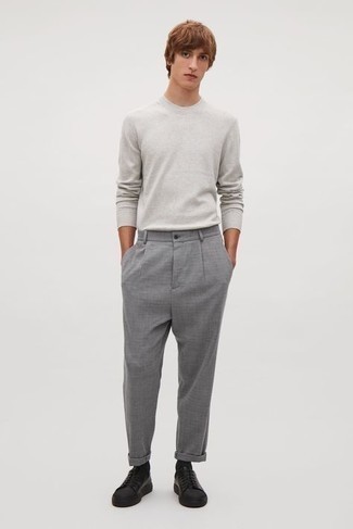 С чем носить черные кожаные низкие кеды мужчине