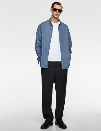 С чем носить черные кожаные низкие кеды мужчине